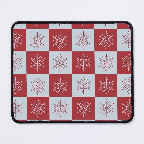 Item preview, Christmas snowflakes on red and off white checkerboards pattern designed and sold by Yasminepatterns .
