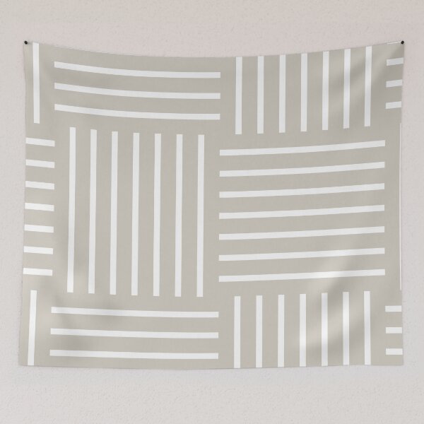 Aperçu de l'œuvre Gray Tan White Abstract Stripe Geometric Pattern Pairs Valspar 2023 COTY Villa Grey 6005-1B créée et vendue par ColorOfTheYears.