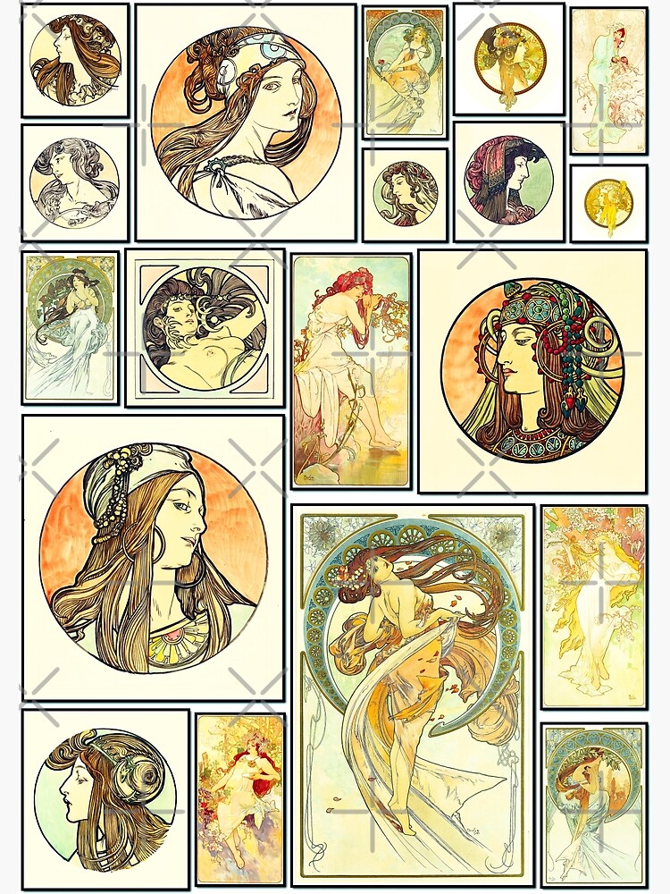 "Alphonse Mucha art nouveau vintage collage" Poster for Sale by