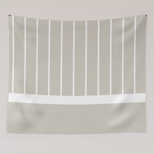 Aperçu de l'œuvre Gray Tan White Minimal Modern Stripe Pattern On Solid Pairs Valspar 2023 COTY Villa Grey 6005-1B créée et vendue par ColorOfTheYears.