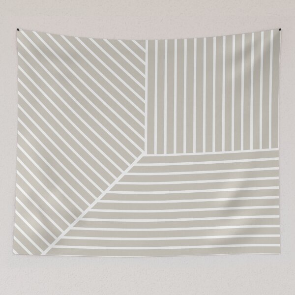 Aperçu de l'œuvre Gray Tan White Minimal Modern Stripe Pattern Pairs Valspar 2023 COTY Villa Grey 6005-1B créée et vendue par ColorOfTheYears.