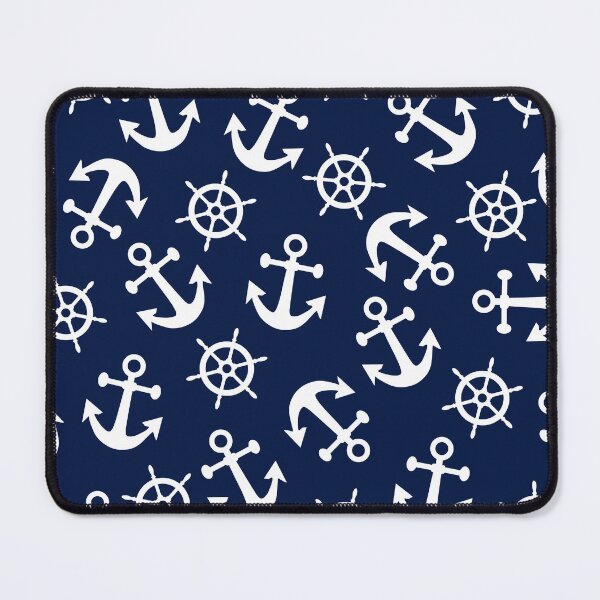 Item preview, Nautical White and Navy Blue Anchors and Wheels designed and sold by Orchyd.