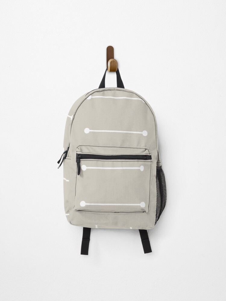 Thumbnail 1 von 3, Rucksack, Gray Tan White Minimal Stripe Polka Dot Mudcloth Pattern Pairs Valspar 2023 COTY Villa Grey 6005-1B designt und verkauft von ColorOfTheYears.