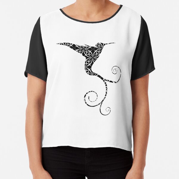 Hummingbird Silhouette Design Chiffon Top