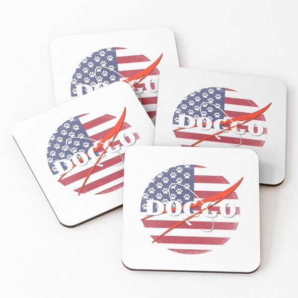 Item preview, Doggo, Nasa logo Inspired, American Flag With Paw Stars quality logo with extreme faded grunge texture, Guaranteed best gift for all dog lovers designed and sold by Galactic Fur Baby Federation.