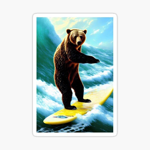 Bear on Surfboard Sticker