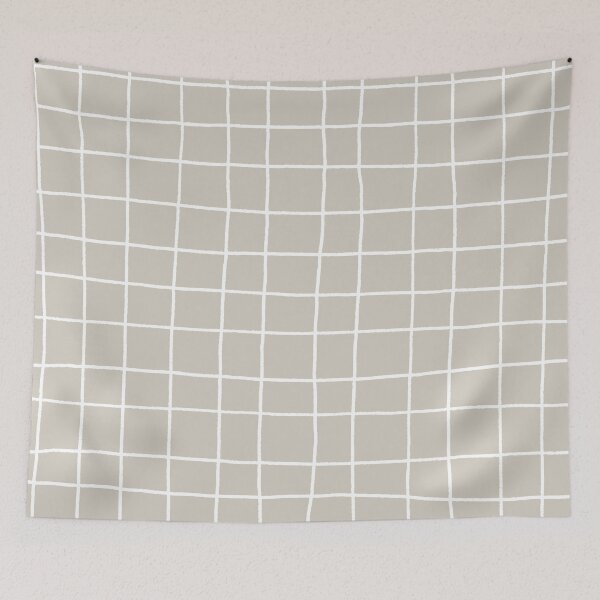 Aperçu de l'œuvre Gray Tan White Thin Checkerboard Square Grid Pattern Pairs Valspar 2023 COTY Villa Grey 6005-1B créée et vendue par ColorOfTheYears.