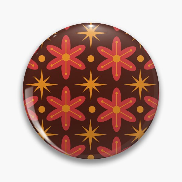 Item preview, Retro Red Flowers with Mid century Atomic Stars Pattern  designed and sold by Yasminepatterns .