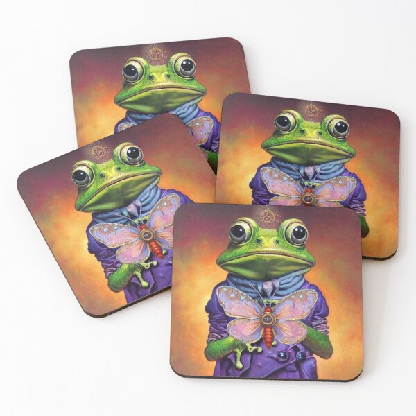 Item preview, Enlightened Frog with Butterfly Pin wearing Purple Jacket - Surrealistic Fantasy designed and sold by MagicStrawberry.
