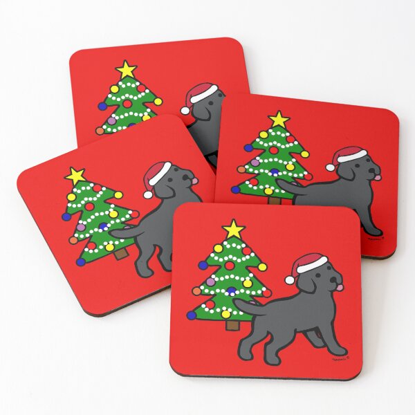Item preview, Black Labrador Puppy and Christmas Tree designed and sold by HappyLabradors.