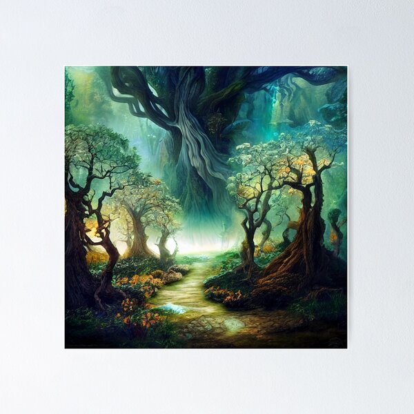 Rainbow Magic Fairy Forest Path  Enchanted Faerie Woods Poster