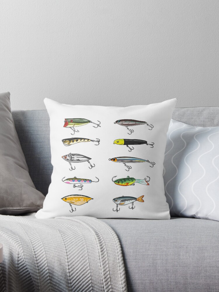 Fly Fishing Lure Throw Pillow