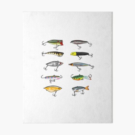 Vintage Fishing Lure Illustration Art Board Print for Sale by