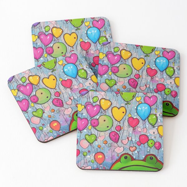 Item preview, Grumpy Frog with Multicolor Balloons designed and sold by MagicStrawberry.