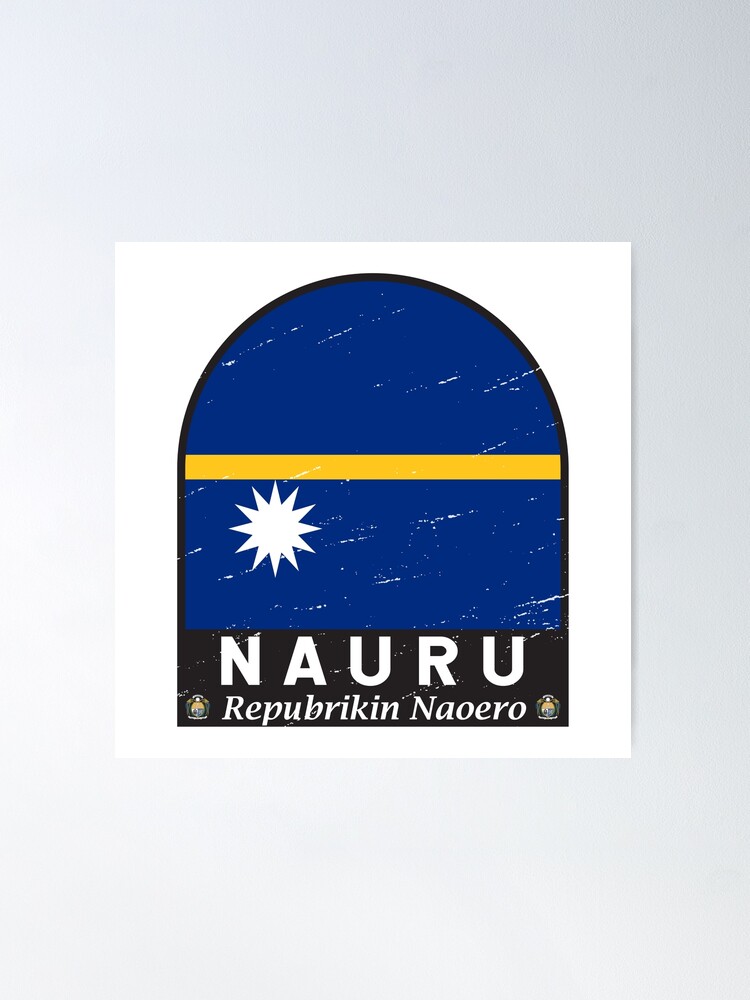 Nauru Flag Emblem Distressed Vintage Poster for Sale by KrisSidDesigns