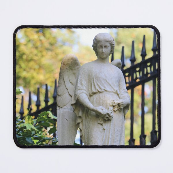 Item preview, Autumn Cemetery Angel with Wrought Iron Fence designed and sold by Theophanes Avery.