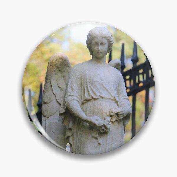 Item preview, Autumn Cemetery Angel with Wrought Iron Fence designed and sold by Theophanes Avery.