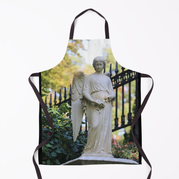 Item preview, Autumn Cemetery Angel with Wrought Iron Fence designed and sold by Theophanes Avery.