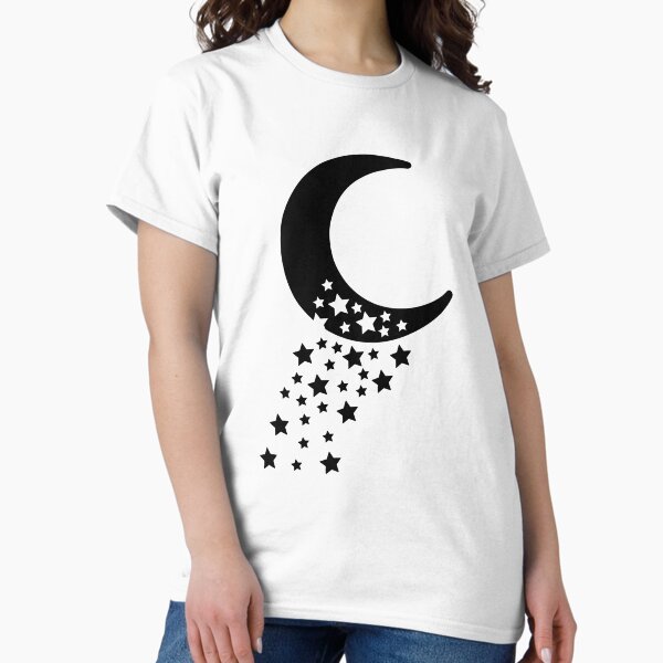 Moon & Stars Design - Crescent Moon with Stars Silhouette Classic T-Shirt