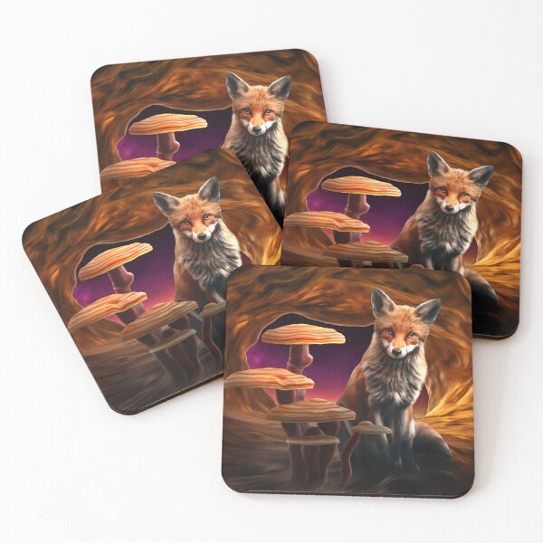 Item preview, Cave Fox | A cute fox in a cave with mushrooms designed and sold by LenaKiagia.