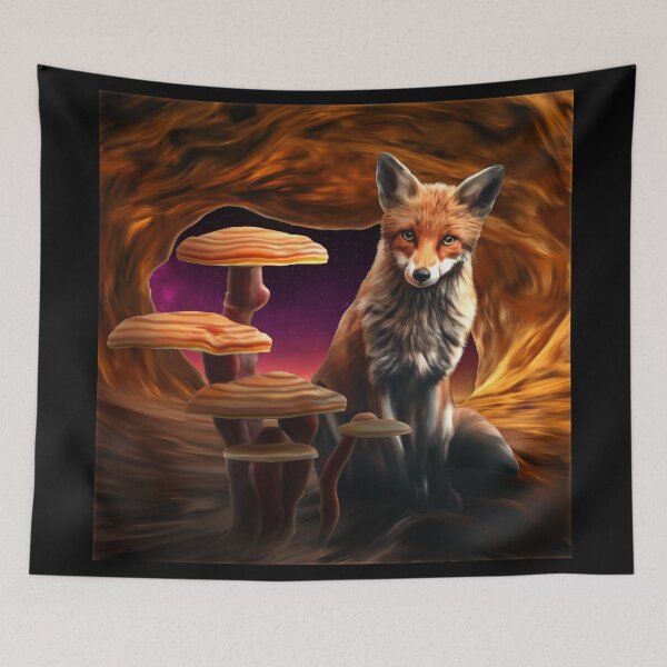 Item preview, Cave Fox | A cute fox in a cave with mushrooms designed and sold by LenaKiagia.