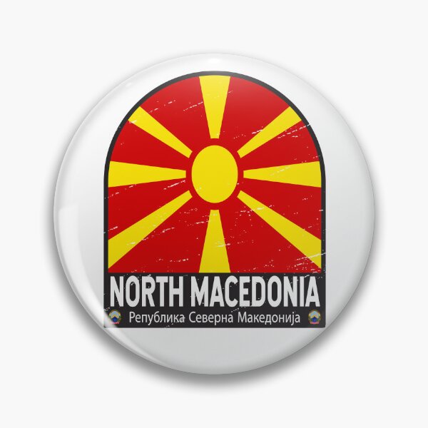 Item preview, North Macedonia Flag Emblem Distressed Vintage designed and sold by KrisSidDesigns.