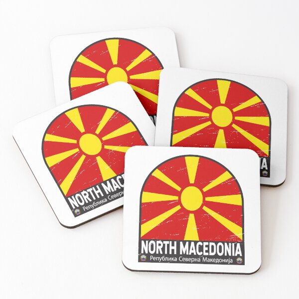 Item preview, North Macedonia Flag Emblem Distressed Vintage designed and sold by KrisSidDesigns.