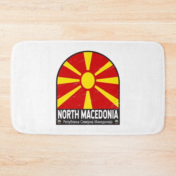 Item preview, North Macedonia Flag Emblem Distressed Vintage designed and sold by KrisSidDesigns.
