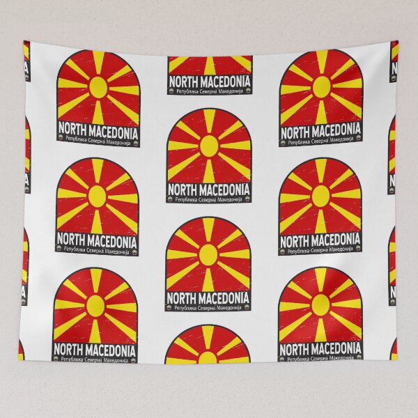 Item preview, North Macedonia Flag Emblem Distressed Vintage designed and sold by KrisSidDesigns.