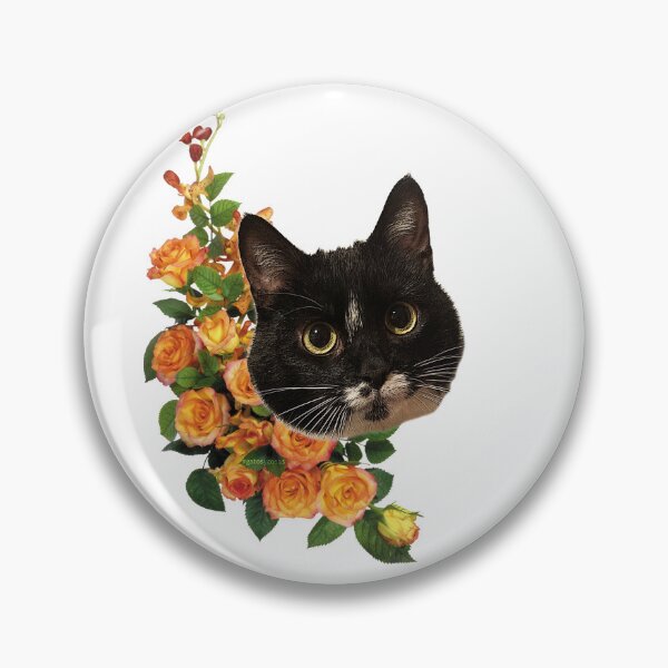 Item preview, Cat and flowers designed and sold by bonjourrrblu.