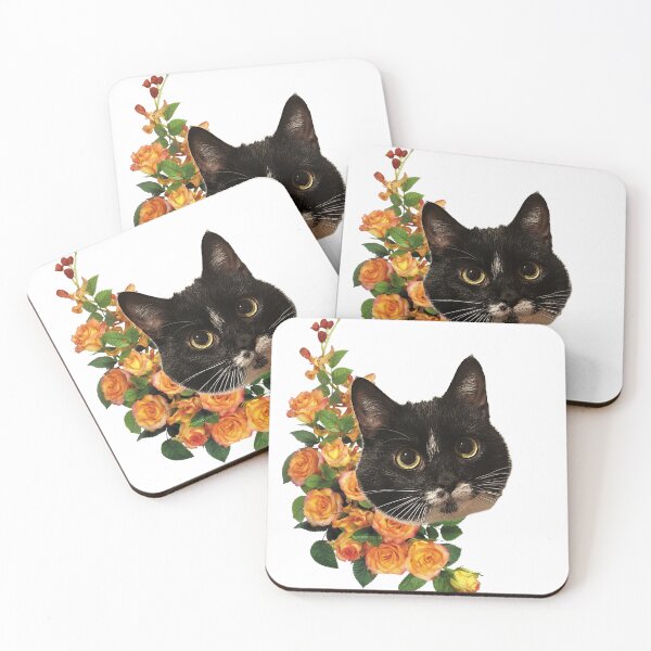 Item preview, Cat and flowers designed and sold by bonjourrrblu.