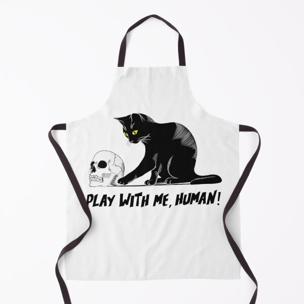 Item preview, Play With Me Human - Creepy Cute Black Cat Playing With Skull designed and sold by TheInkElephant.