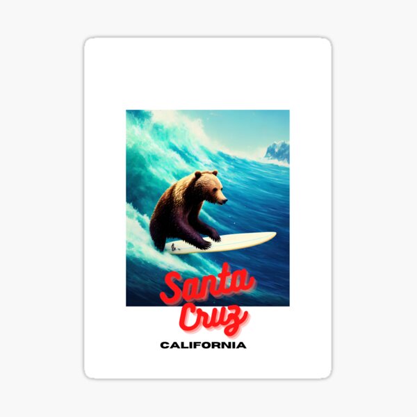 Surfing Bear, Santa Cruz, California Sticker