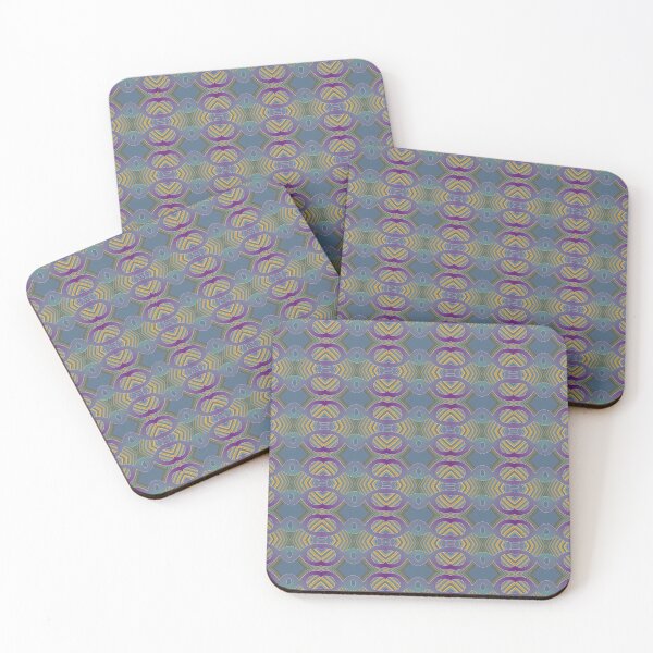 Item preview, Intertwining circular and square shapes blending green yellow and mauve colors in a modern retro style motif design by Code03 designed and sold by Code03.