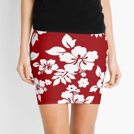 Hawaiian Pattern - Red Mini Skirt