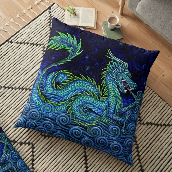 Chinese Azure Dragon Floor Pillow