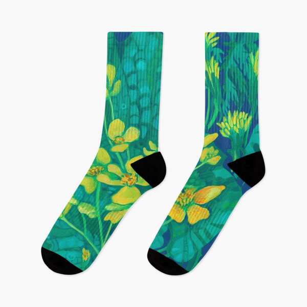 Item preview, Marsh Marigold Flower Summer Wildflowers Floral Painting designed and sold by Julia Khoroshikh.