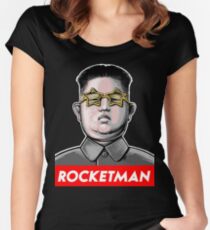 Rocket man Kim Jong-Un Donald Trump RocketMan T Shirt Women's Fitted Scoop T-Shirt