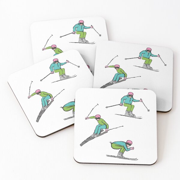Item preview, Downhill Skier Trio in retro palette of turquoise, green and pink designed and sold by DrawForth2020.