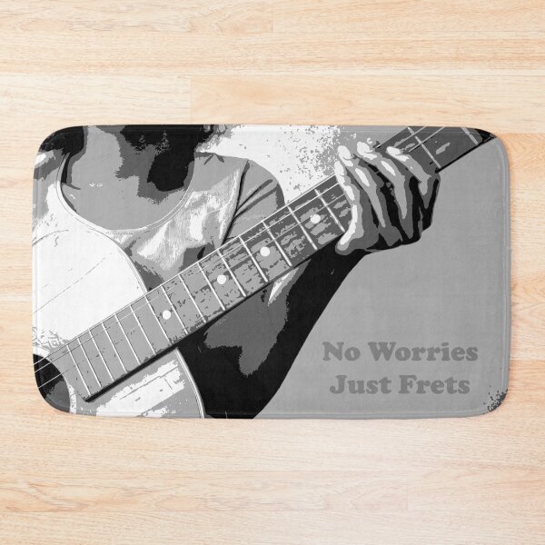 Item preview, Stylized picture of a black woman singing and playing guitar: No Worries Just Frets designed and sold by SomeGuyLou.