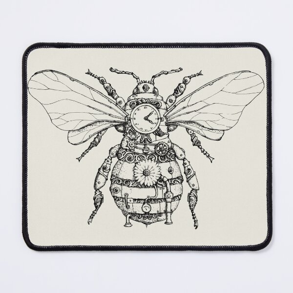 Item preview, Steampunk Bee Ink Drawing (black lineart) designed and sold by Sam Deacon Art.