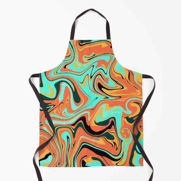 Aperçu de l'œuvre Cyan Orange Jaune Mixte Abstrait Ondulé Tourbillon Fluide créée et vendue par AbstractGlories.