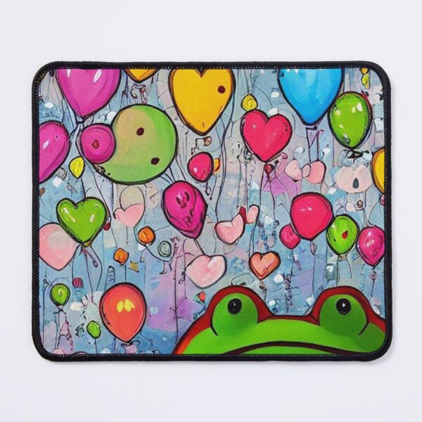 Item preview, Grumpy Frog with Multicolor Balloons designed and sold by MagicStrawberry.