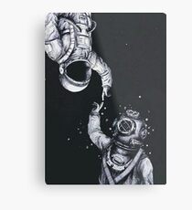 Astronaut and Diver Metal Print