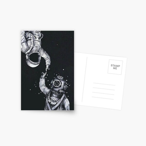 Astronaut and Diver Postcard