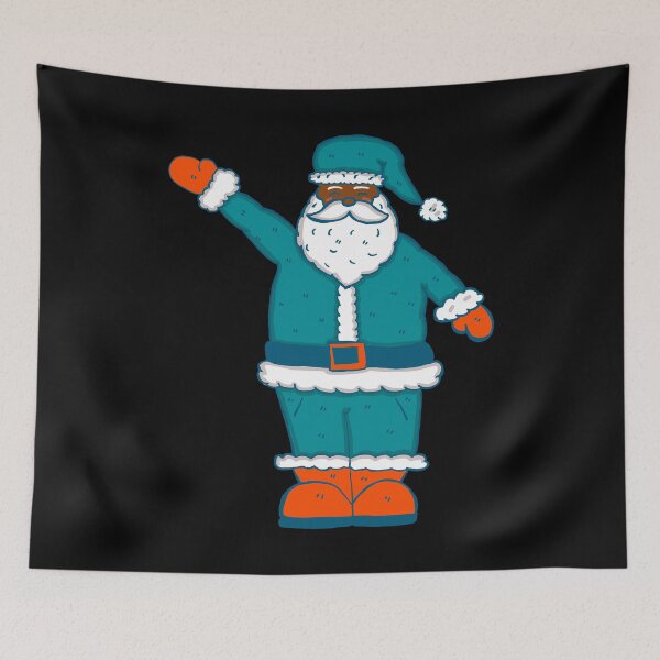 Item preview, teal blue orange christmas black santa claus designed and sold by Gossip Rag.