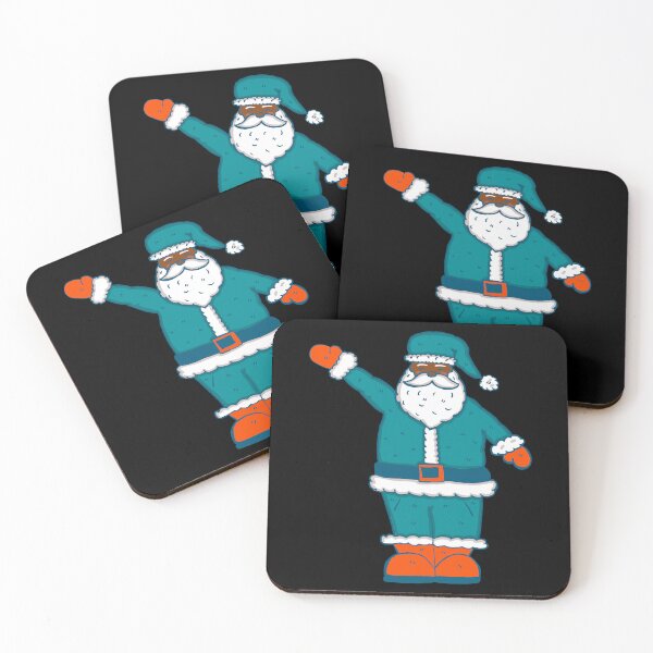 Item preview, teal blue orange christmas black santa claus designed and sold by Gossip Rag.