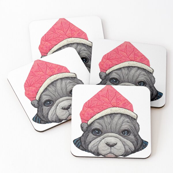 Item preview, Gray Bulldog in Christmas Hat designed and sold by Styxiann.