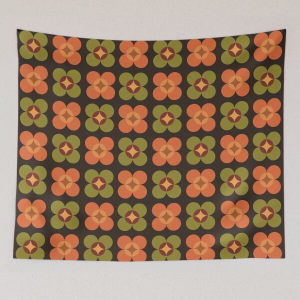 Item preview, 70’s inspired Pattern Orange and Olive designed and sold by Nixpaints.