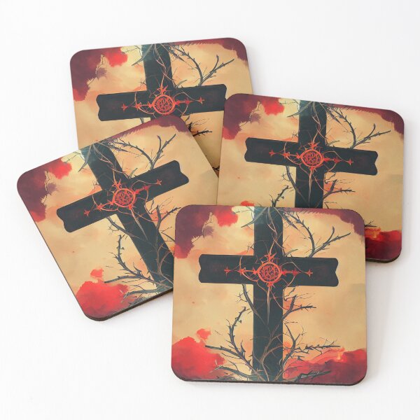 Item preview, Abstract Cross and Crown of Thorns Pattern with Red and Tan designed and sold by StephanieWard.
